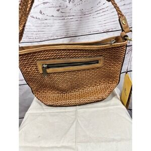 Patricia Nash Small Woven Leather Valbella Shoulder‎ Bag Sand